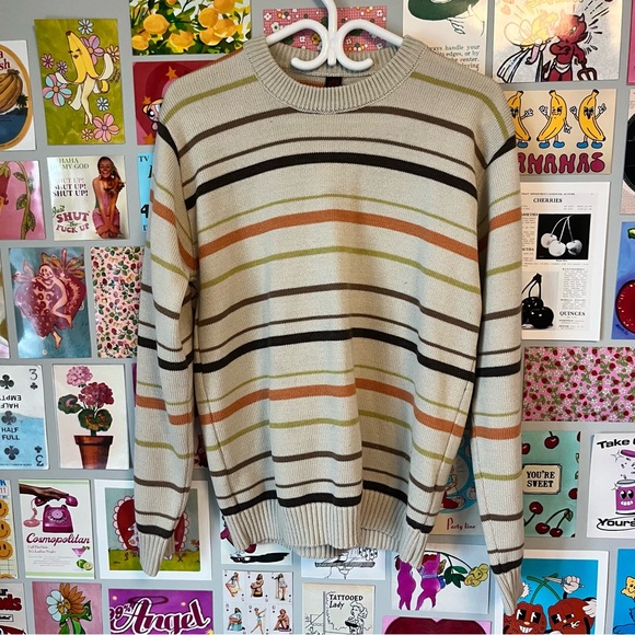 VERSACE VINTAGE Striped Designer Knit Sweater / Crew Neck - Picture 4 of 13